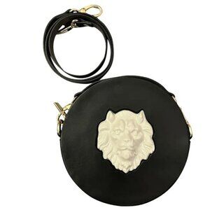 ANDRES GALLARDO round black lion Leather crossbody bag